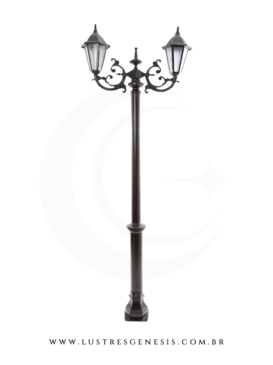 Poste de Iluminação externa Clássico Retro 2,26m estrutura robusta em alumínio fundido para jardim e fachada